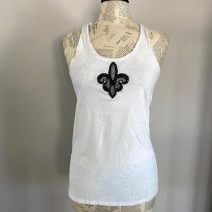 TWISTED HEART Fleur De Lis Rhinestone Tank L